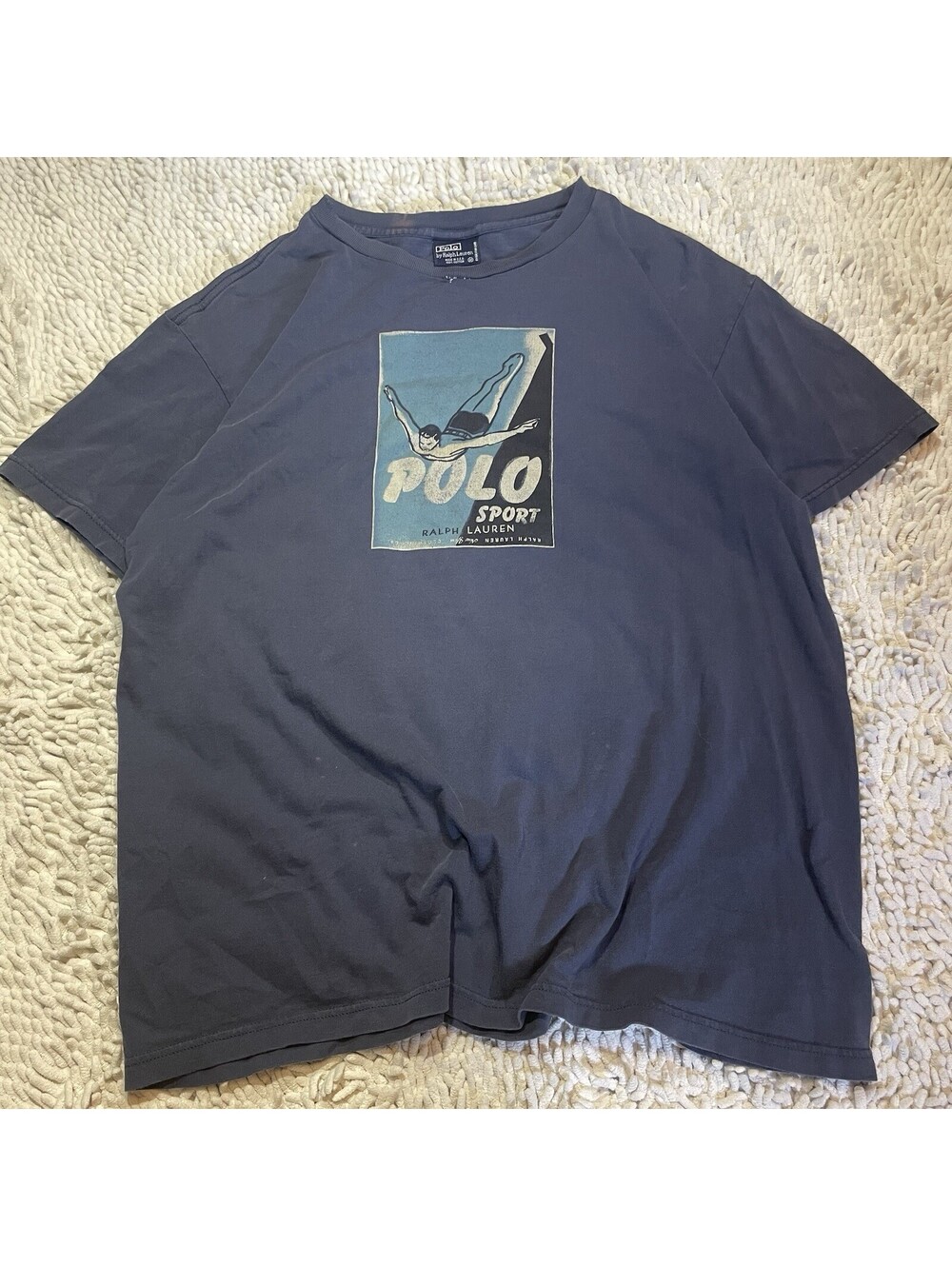 VINTAGE 90s Rare POLO SPORT Diving Print T Shirt Size M Ralph Lauren USA *READ*